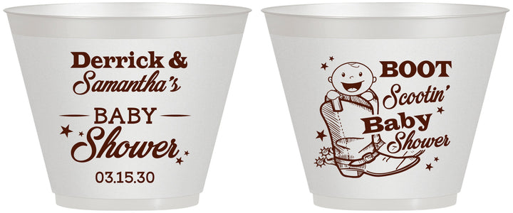 Custom Baby Shower 9 oz Wine Frosted Cups - Boot Scootin | 90106