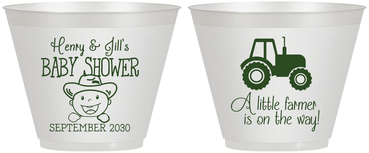Custom Baby Shower 9 oz Wine Frosted Cups - Little Farmer | 90108