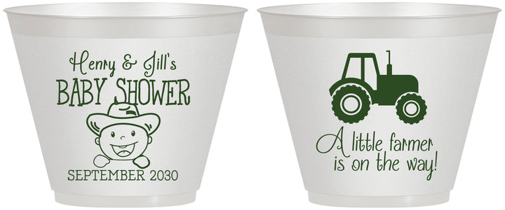 Custom Baby Shower 9 oz Wine Frosted Cups - Little Farmer | 90108