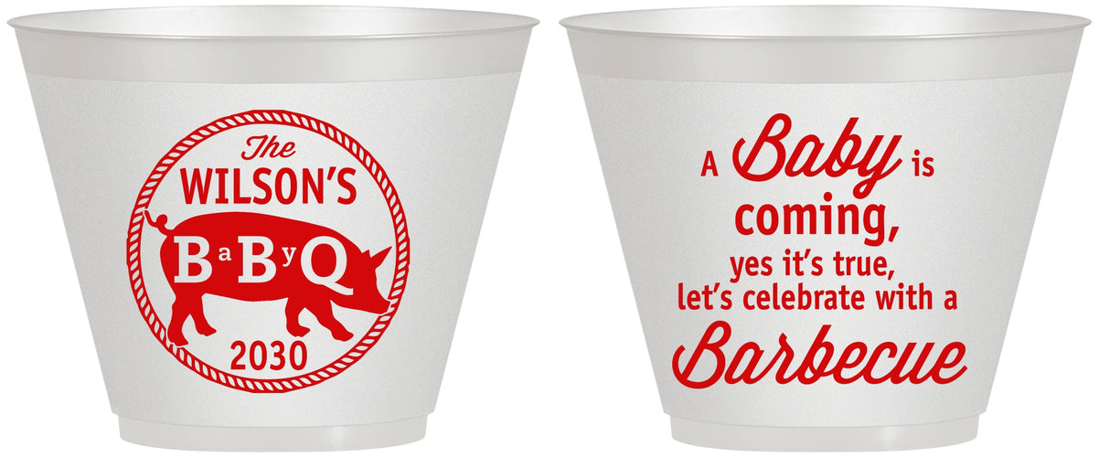 Custom Baby Shower 9 oz Wine Frosted Cups - Bbq | 90110