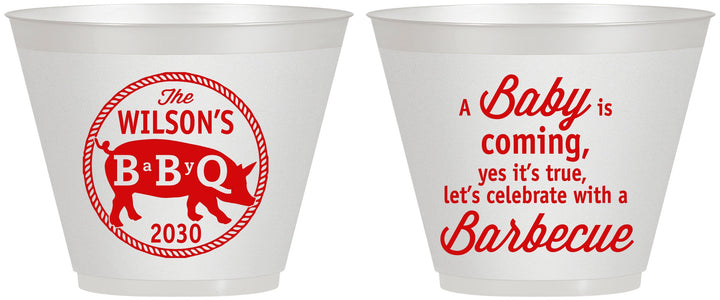 Custom Baby Shower 9 oz Wine Frosted Cups - Bbq | 90110