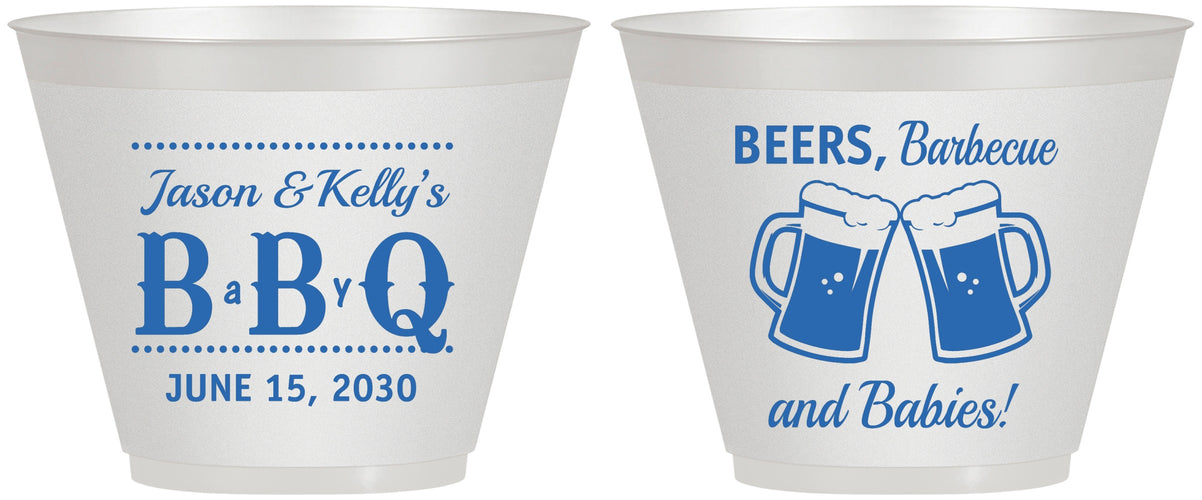 Custom Baby Shower 9 oz Wine Frosted Cups - Beers Bbq Babies | 90111