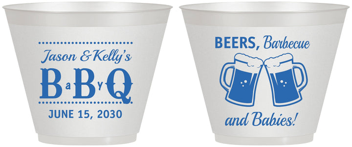 Custom Baby Shower 9 oz Wine Frosted Cups - Beers Bbq Babies | 90111