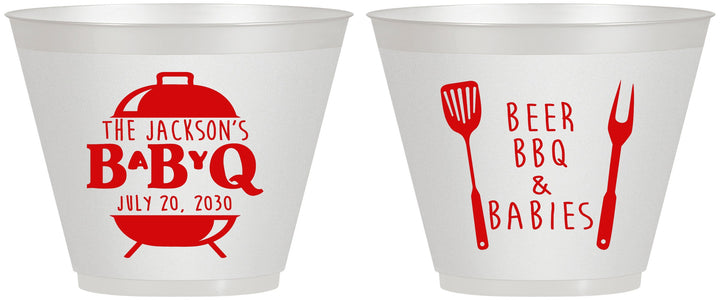 Custom Baby Shower 9 oz Wine Frosted Cups - Beers Bbq Babies | 90112