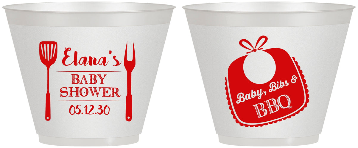Custom Baby Shower 9 oz Wine Frosted Cups - Beers Bbq Babies | 90114