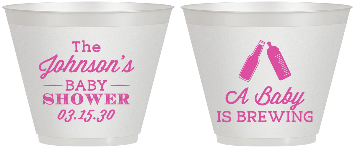 Custom Baby Shower 9 oz Wine Frosted Cups - Baby Is Brewing | 90116