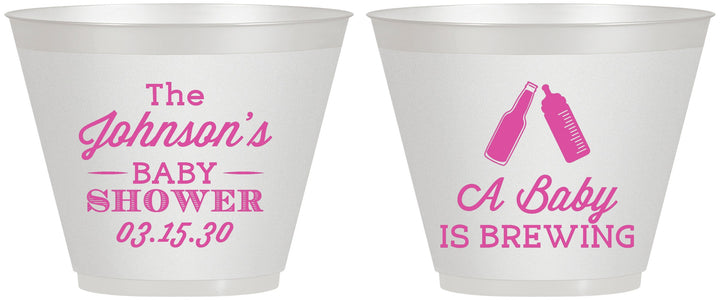 Custom Baby Shower 9 oz Wine Frosted Cups - Baby Is Brewing | 90116