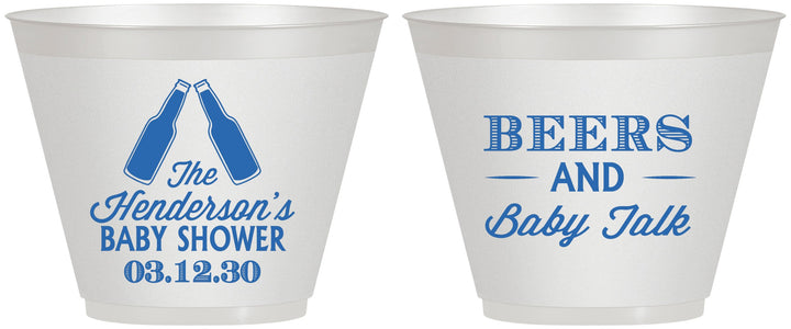Custom Baby Shower 9 oz Wine Frosted Cups - Beers And Baby Talk | 90117