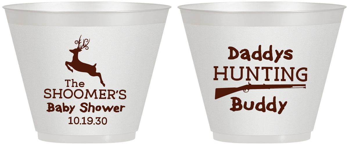 Custom Baby Shower 9 oz Wine Frosted Cups - Hunting Deer | 90118