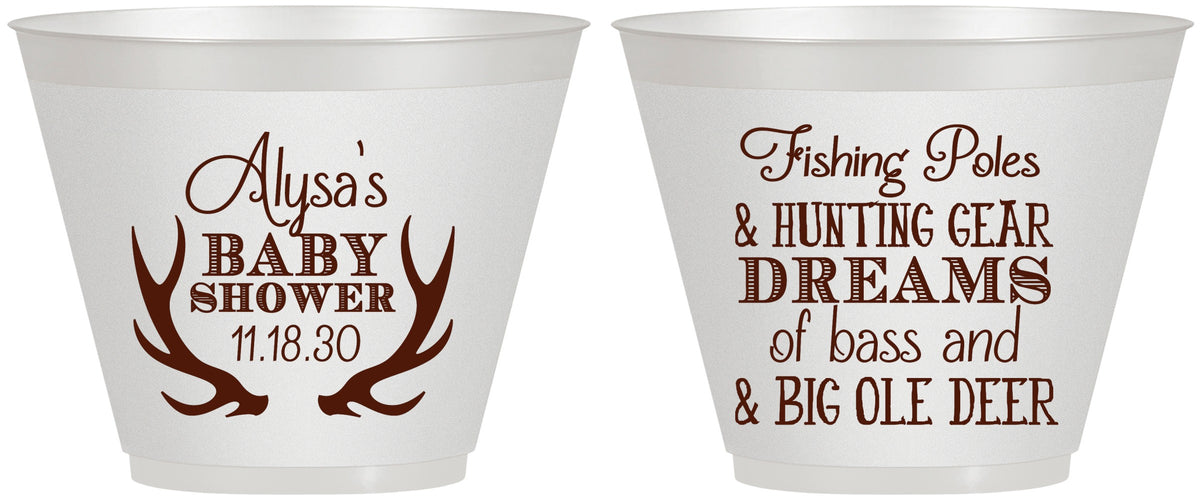 Custom Baby Shower 9 oz Wine Frosted Cups - Bass Deer | 90120