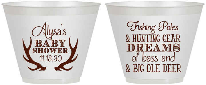 Custom Baby Shower 9 oz Wine Frosted Cups - Bass Deer | 90120