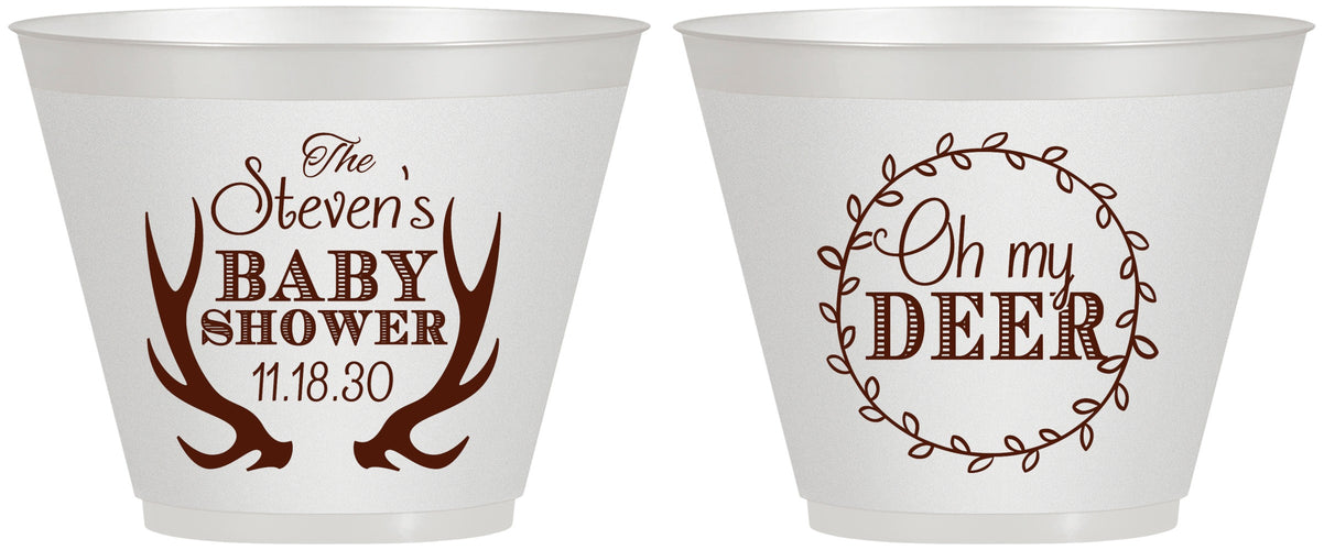 Custom Baby Shower 9 oz Wine Frosted Cups - Oh My Deer Christmas | 90121