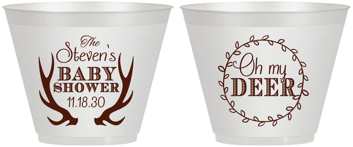 Custom Baby Shower 9 oz Wine Frosted Cups - Oh My Deer Christmas | 90121