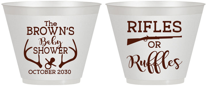 Custom Baby Shower 9 oz Wine Frosted Cups - Rifles Or Ruffles | 90122