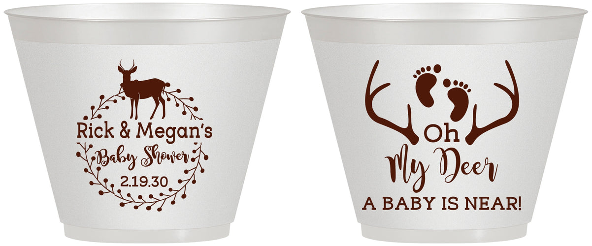 Custom Baby Shower 9 oz Wine Frosted Cups - Oh My Deer | 90123