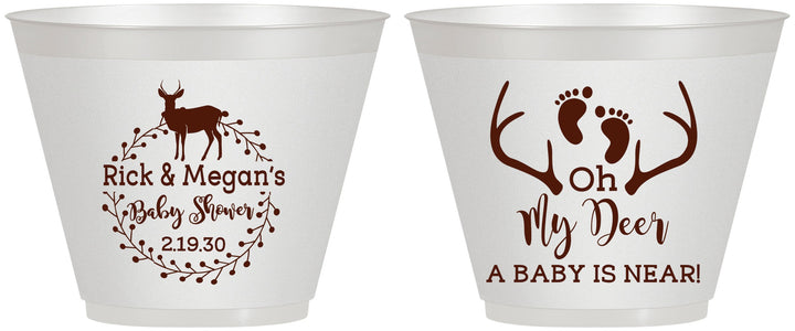 Custom Baby Shower 9 oz Wine Frosted Cups - Oh My Deer | 90123