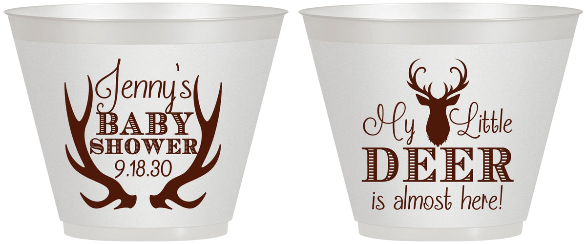 Custom Baby Shower 9 oz Wine Frosted Cups - My Little Deer | 90124