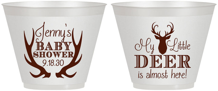 Custom Baby Shower 9 oz Wine Frosted Cups - My Little Deer | 90124