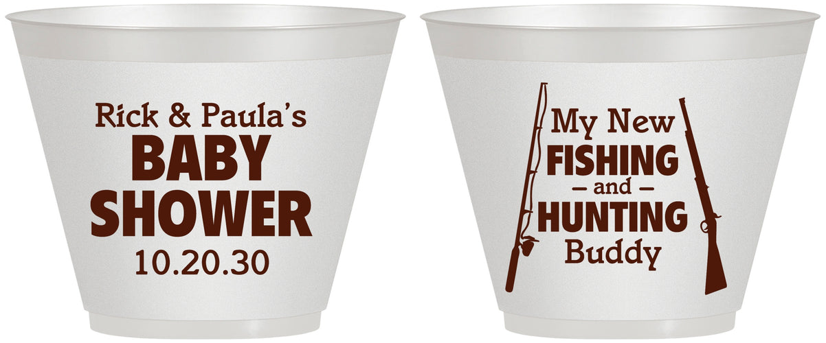 Custom Baby Shower 9 oz Wine Frosted Cups - Fishing Hunting | 90126