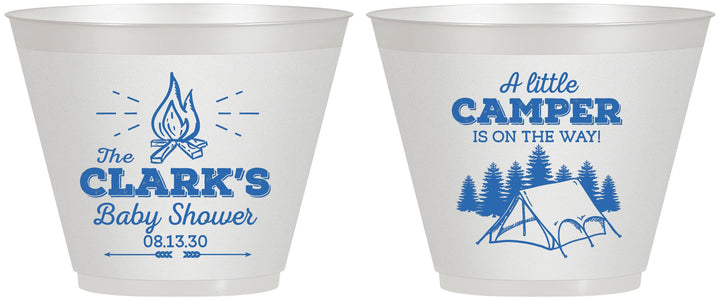 Custom Baby Shower 9 oz Wine Frosted Cups - Little Camper | 90129
