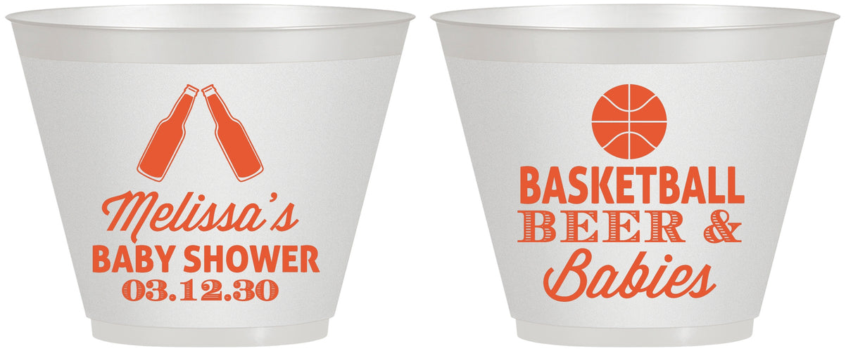 Custom Baby Shower 9 oz Wine Frosted Cups - Basketball Beer Babies | 90134