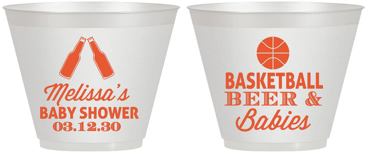 Custom Baby Shower 9 oz Wine Frosted Cups - Basketball Beer Babies | 90134