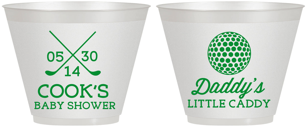Custom Baby Shower 9 oz Wine Frosted Cups - Golf Little Caddy | 90135