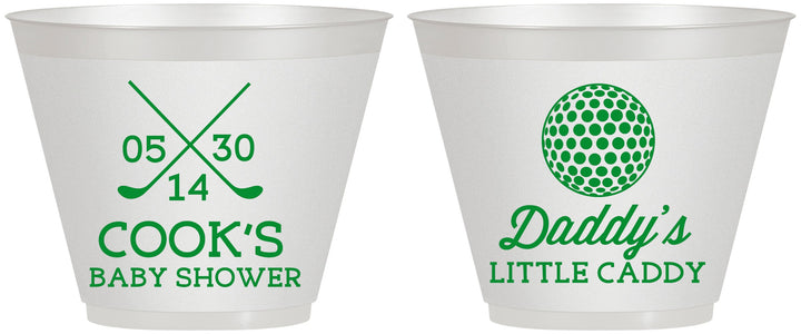 Custom Baby Shower 9 oz Wine Frosted Cups - Golf Little Caddy | 90135