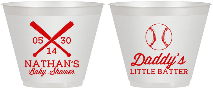 Custom Baby Shower 9 oz Wine Frosted Cups - Baseball Little Batter | 90136
