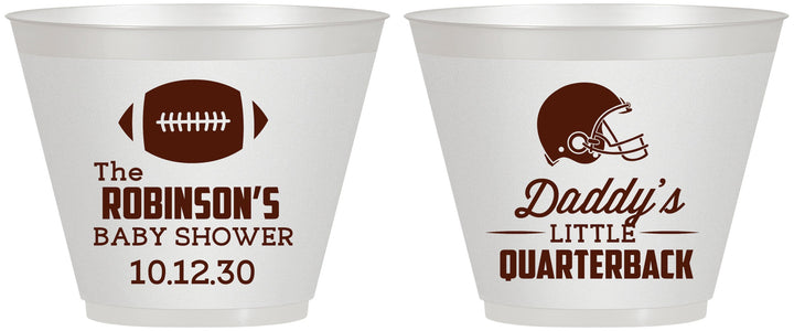 Custom Baby Shower 9 oz Wine Frosted Cups - Football Little Quarterback | 90138
