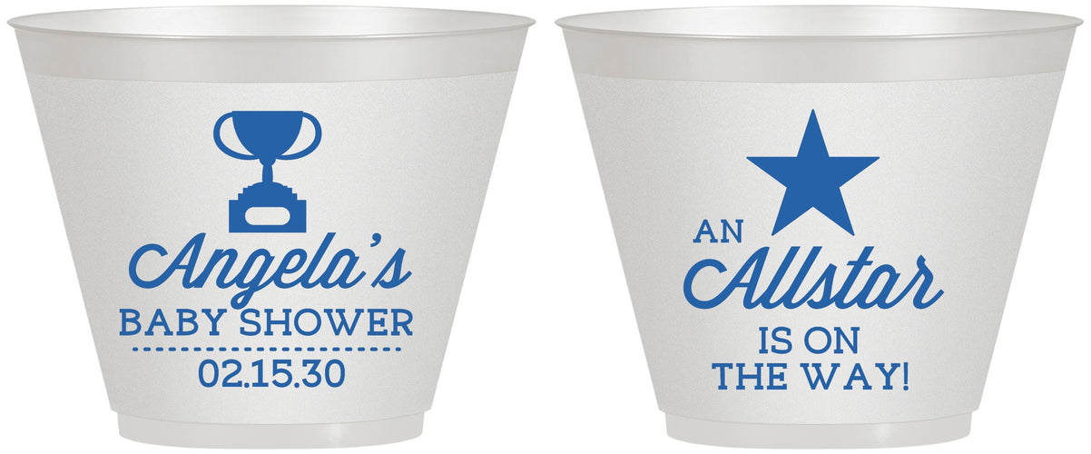 Custom Baby Shower 9 oz Wine Frosted Cups - Allstar On The Way | 90140
