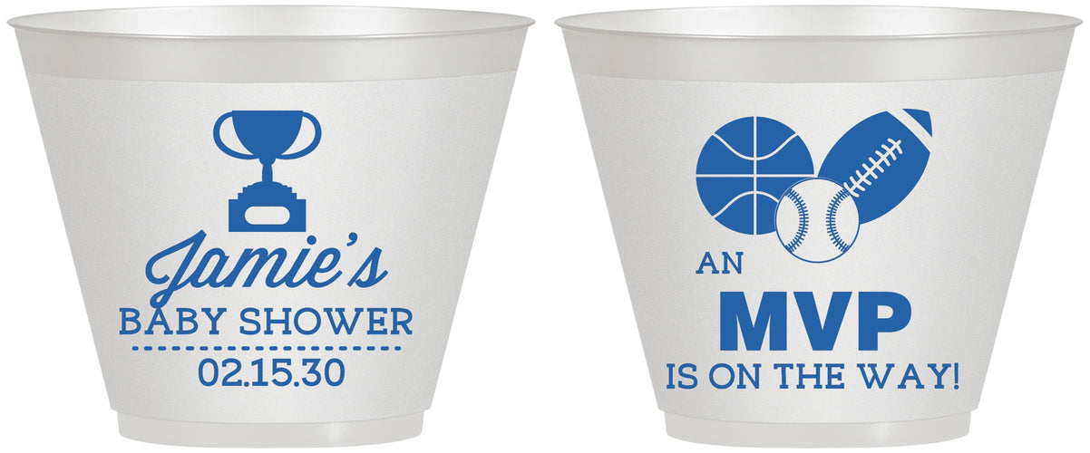 Custom Baby Shower 9 oz Wine Frosted Cups - Sports Mvp | 90141