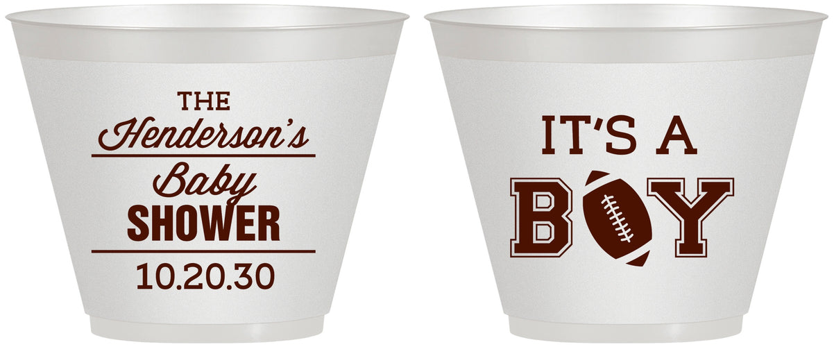 Custom Baby Shower 9 oz Wine Frosted Cups - Football | 90142