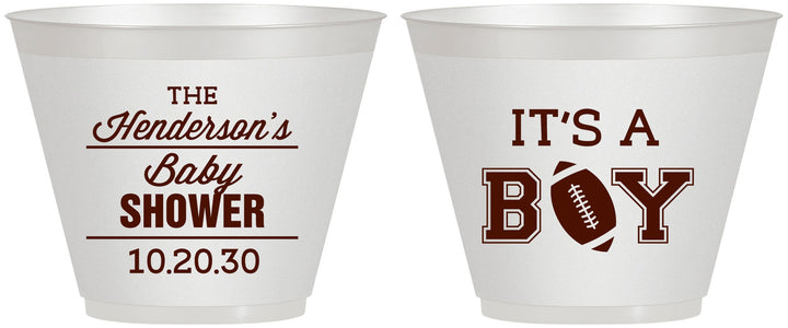 Custom Baby Shower 9 oz Wine Frosted Cups - Football | 90142