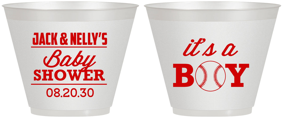 Custom Baby Shower 9 oz Wine Frosted Cups - Baseball Its A Boy | 90143