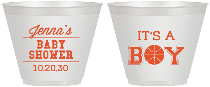 Custom Baby Shower 9 oz Wine Frosted Cups - Basketball Its A Boy | 90144
