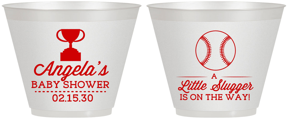 Custom Baby Shower 9 oz Wine Frosted Cups - Baseball Little Slugger | 90145