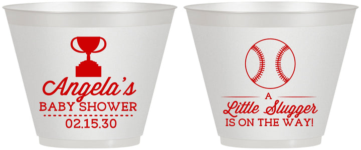 Custom Baby Shower 9 oz Wine Frosted Cups - Baseball Little Slugger | 90145