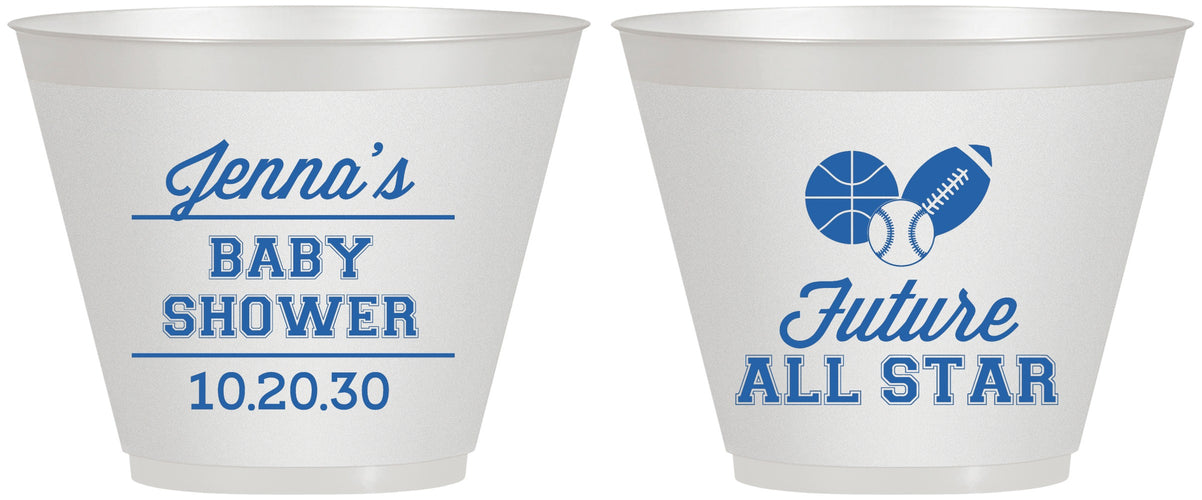 Custom Baby Shower 9 oz Wine Frosted Cups - Future All Star | 90146