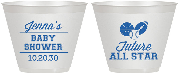 Custom Baby Shower 9 oz Wine Frosted Cups - Future All Star | 90146