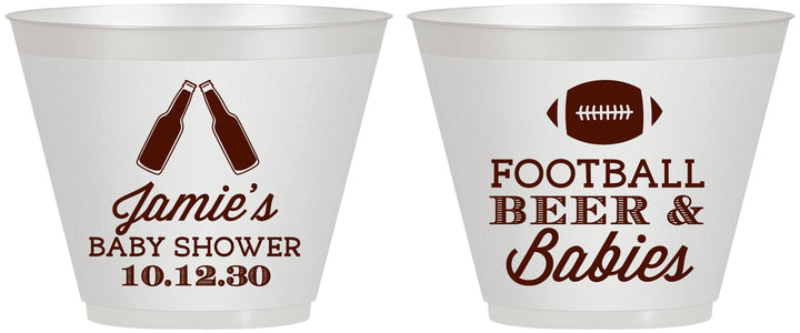 Custom Baby Shower 9 oz Wine Frosted Cups - Football Beer Babies | 90147