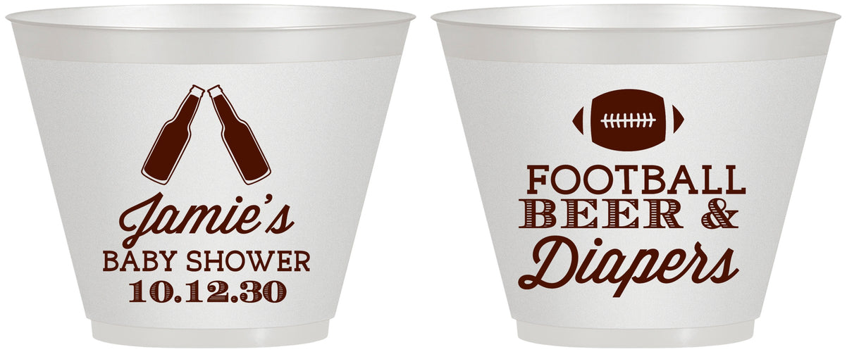 Custom Baby Shower 9 oz Wine Frosted Cups - Football Beer Diapers | 90148