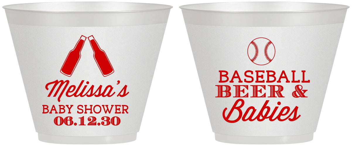 Custom Baby Shower 9 oz Wine Frosted Cups - Baseball Beer Diapers | 90149