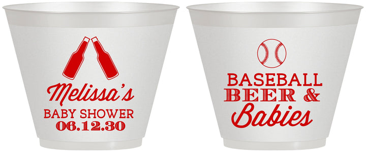 Custom Baby Shower 9 oz Wine Frosted Cups - Baseball Beer Diapers | 90149