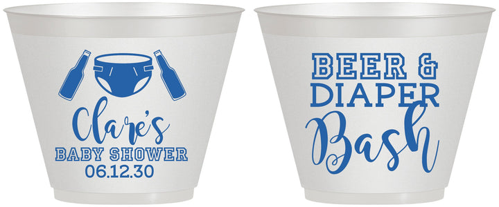 Custom Baby Shower 9 oz Wine Frosted Cups - Beer Diapers Bash | 90151