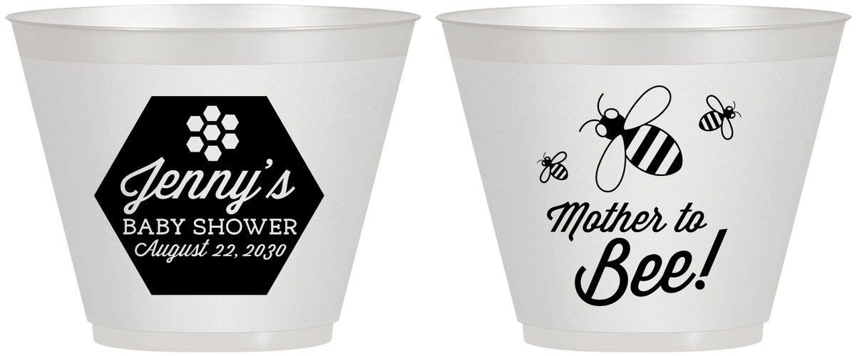 Custom Baby Shower 9 oz Wine Frosted Cups - Mother To Bee | 90153
