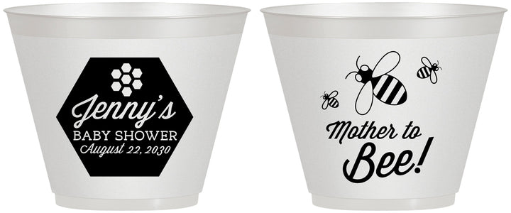 Custom Baby Shower 9 oz Wine Frosted Cups - Mother To Bee | 90153