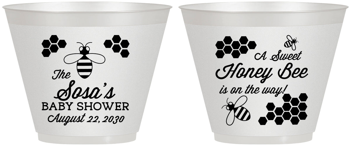Custom Baby Shower 9 oz Wine Frosted Cups - Honey Bee | 90154