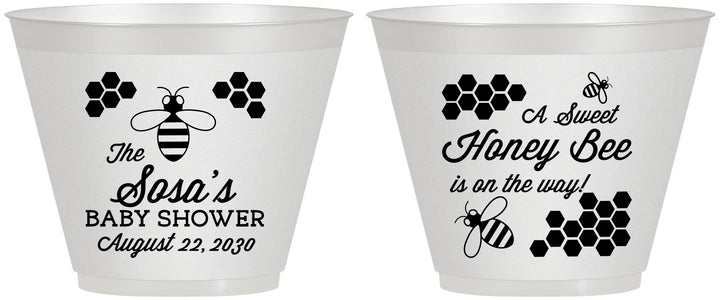 Custom Baby Shower 9 oz Wine Frosted Cups - Honey Bee | 90154