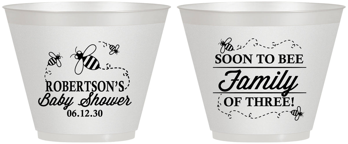 Custom Baby Shower 9 oz Wine Frosted Cups - Bee Family | 90155